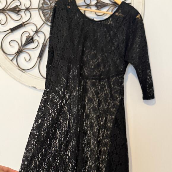Vtg 90s Petite Jazz Floral Lace Whimsigoth Gothic Romantic Midi Dress, Medium - Picture 4 of 11
